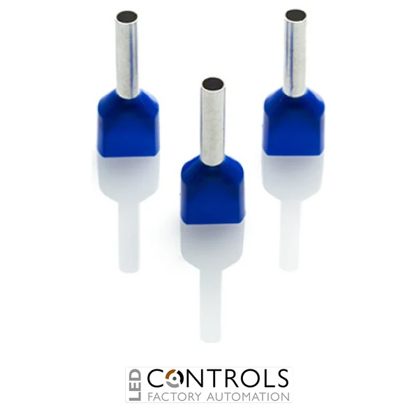TCEF2513F-C Partex twin insulated cord end ferrule, 2.5mm², 13mm barrel, Blue, pack of 100