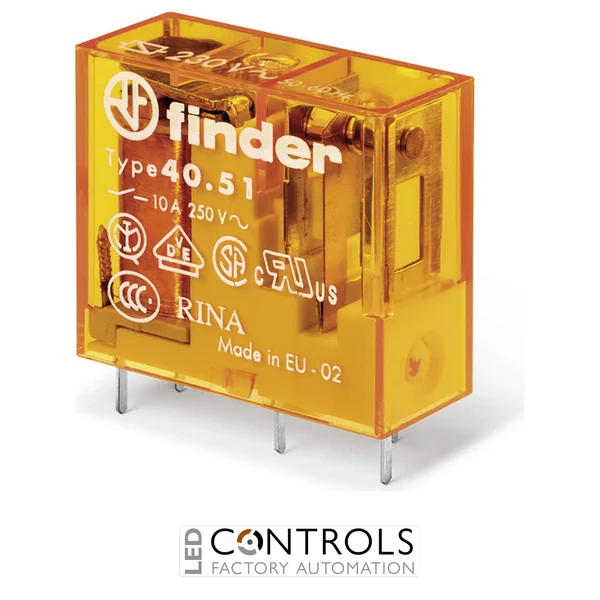 Finder 40.52.8.110.0000 40 Series Miniature Latching PCB Relay  2 Pole 8 Amp 110 AC