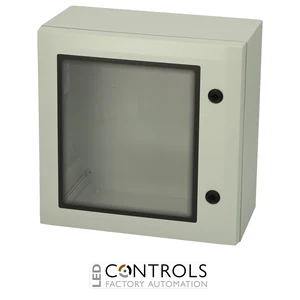 8120129N Fibox ARCA 404021W No MP Cabinet, Polycarbonate Grey cover, Swinghandle, hinges on the long side