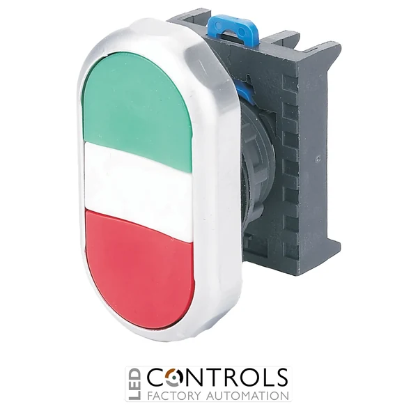 np8-s chint green/red 2-headed flush momentary head (non-illuminated)