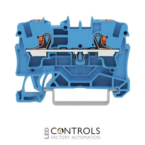 Wago 2204-1204 2-conductor through terminal block with push-button 4 mm sq, blue