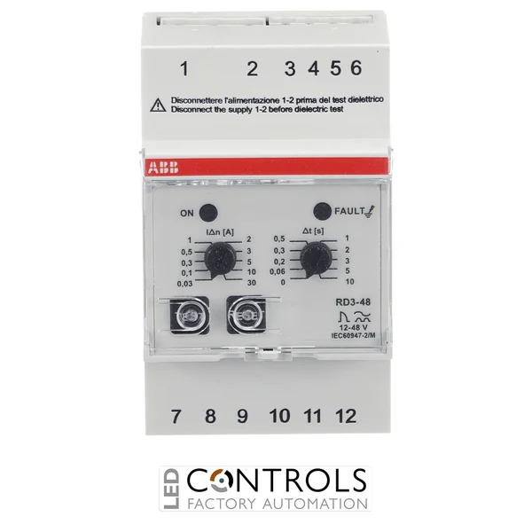 2CSJ201001R0001 ABB RD3-48 Residual Current Relay 12–48 V AC/DC