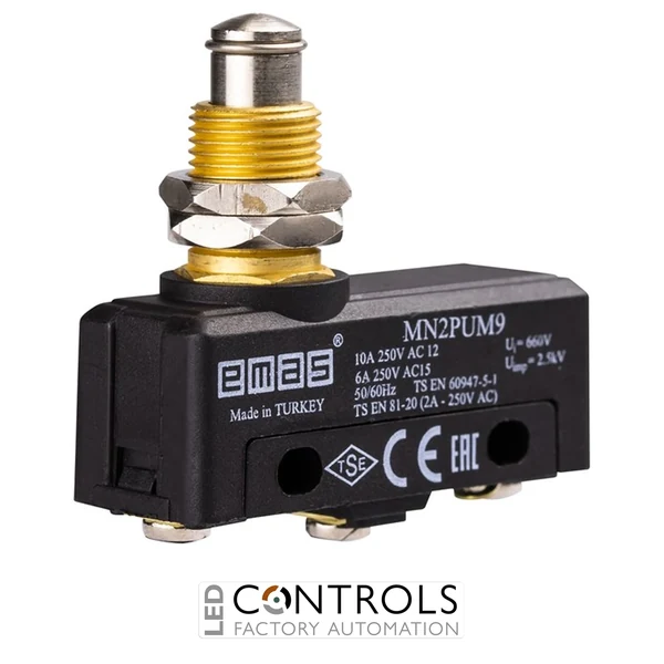 EMAS MN2PUM9 EMAS MN2 MINI SWITCH W THICK&LONG METAL PLUNGER 1CO