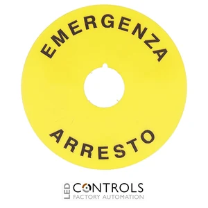 8LM2TAU112 - 90MM YELLOW PVC LABEL ARRESTO EMERGENZA