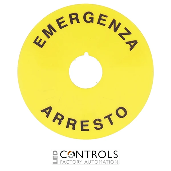 8LM2TAU112 - 90MM YELLOW PVC LABEL ARRESTO EMERGENZA
