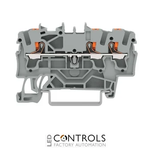 2202-1301 Wago 3-conductor through terminal block;with push-button;2.5 mm²;gray