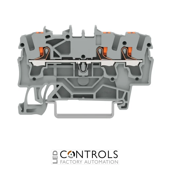2202-1301 Wago 3-conductor through terminal block;with push-button;2.5 mm²;gray