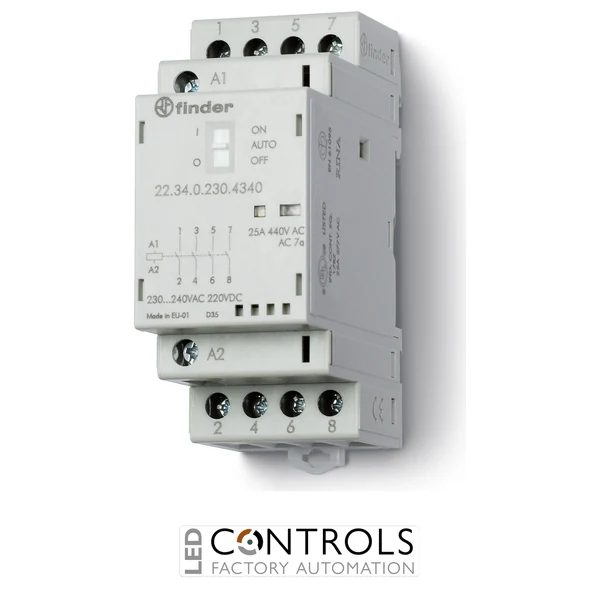 22.34.0.120.4340 Finder contactor 4 pole 25A AC/DC 110/125V NO