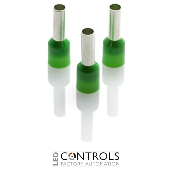 CEF618F-C Partex single insulated cord end ferrule, 6mm², 18mm barrel, Green, pack of 100