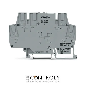 859-358 Wago Relay module;Nominal input voltage: 230 V AC/DC;1 changeover contact;gray