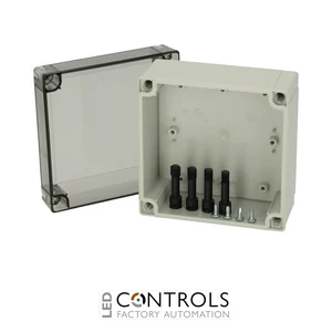 6011908 Fibox PC 125/75 HT Enclosure, Polycarbonate High base, smoked transparent cover