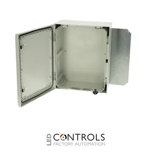8120011 Fibox ARCA 504021 Cabinet, Polycarbonate Grey cover, 2-point locking, hinges on the long side