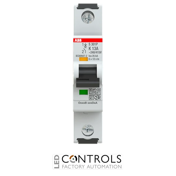 2CDS381001R0447 ABB S301P-K13 Miniature Circuit Breaker - 1P - K - 13 A