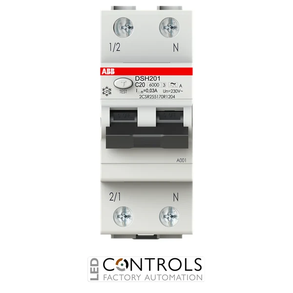 2CSR255170R1204 ABB Residual Current Circuit Breaker with Overcurrent Protection DSH201 - 1P+N - 30 mA - 20 A - C - Type A