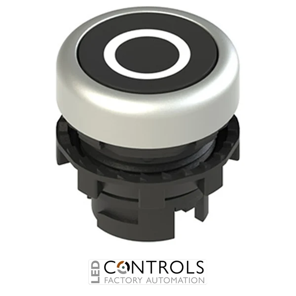 E2 1PU2R129L1 Pizzato Spring-return black flush pushbutton with marking
