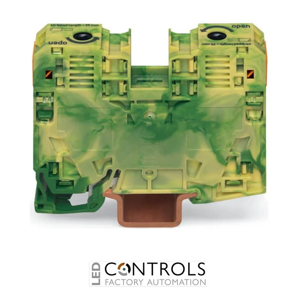 285-137 Wago 2-conductor ground terminal block;35 mm²;lateral marker slots;green-yellow