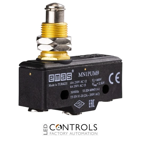 EMAS MN1PUM9 EMAS MN1 MINI SWITCH W THICK&LONG METAL PLUNGER 1CO