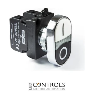 EMAS CM102K20HB EMAS CM DOULE HEAD PUSH BUTTON WITH ADAPTOR 1NO+1NC BLACK WHITE WITH NUT