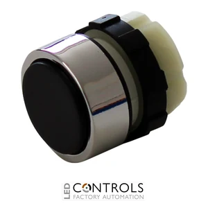 BC3DBLACK IMO Pushbutton Spring Return Black, Chrome Bezel