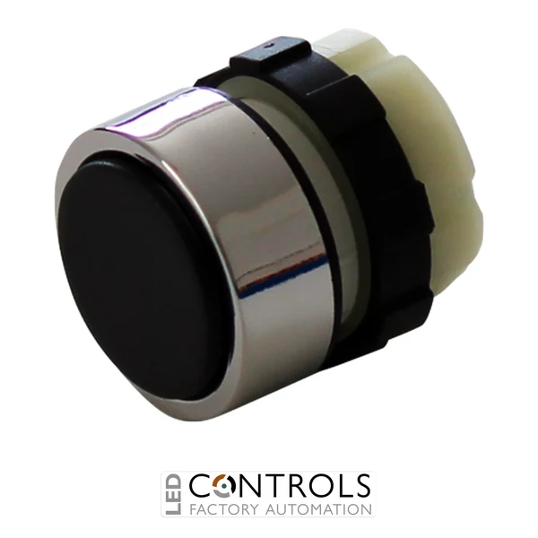 BC3DBLACK IMO Pushbutton Spring Return Black, Chrome Bezel