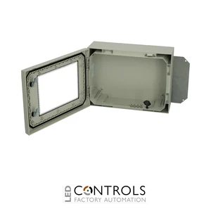 8120142N Fibox ARCA 304015W No MP Cabinet, Polycarbonate Grey cover with window, 2-point locking, hinges on the short side