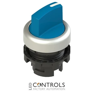 E2 1SL13ACH69AB Pizzato Illuminated short handle selector, 3 positions blue with marking