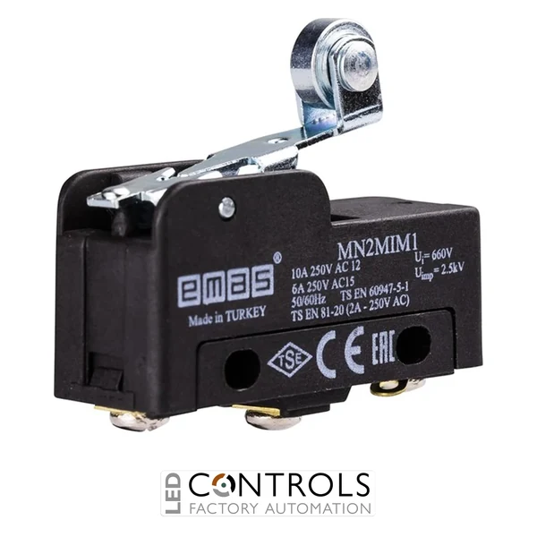 EMAS MN2MIM1 EMAS MN2 MINI SWITCH W METAL SHORT ROLLER LEVER 1CO