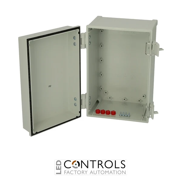 8113330 Fibox CAB PC 302018 G Cabinet, Polycarbonate, Grey door Latches on the long side