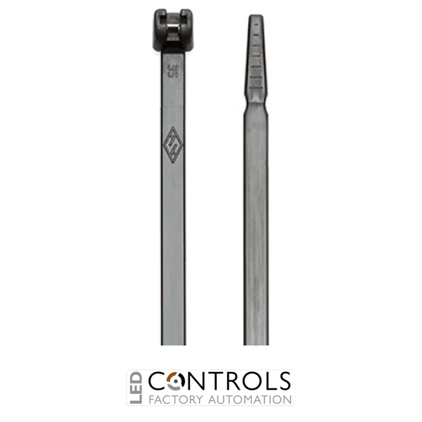 MB300-B Partex Metal Barbed Cable Ties, 290mm x 4.5mm, Black, pack 100
