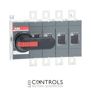 1SCA022836R3660 ABB OT500E04P 4-pole, front operated, base mounted switch-disconnector with black IP65 handle and shaft, terminal bolt kit included