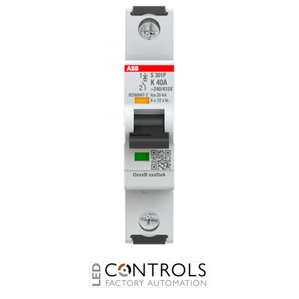 2CDS381001R0557 ABB S301P-K40 Miniature Circuit Breaker - 1P - K - 40 A