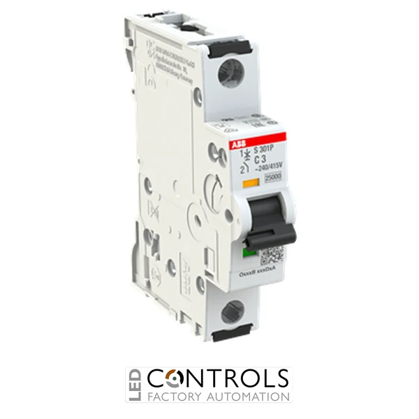 2CDS381001R0034 ABB S301P-C3 Miniature Circuit Breaker - 1P - C - 3 A