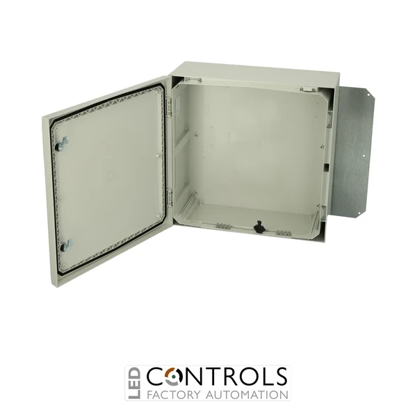 8120032 Fibox ARCA 505021 Cabinet, Polycarbonate Grey cover, 2-point locking, hinges on the long side