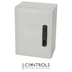 8120087 Fibox ARCA 403021S Cabinet, Polycarbonate Grey cover, Swinghandle, hinges on the long side
