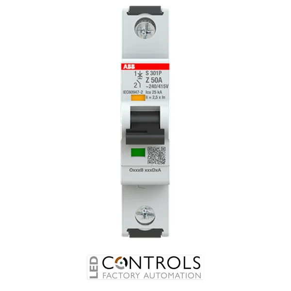 2CDS381001R0578 ABB S301P-Z50 Miniature Circuit Breaker - 1P - Z - 50 A