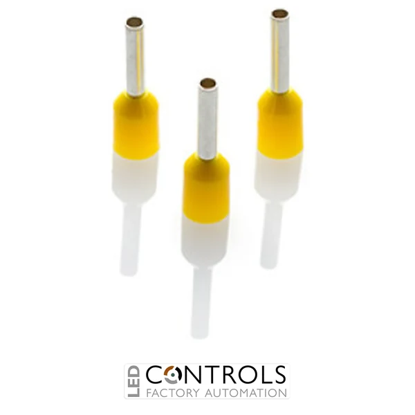CEF112G-K Partex single insulated cord end ferrule, 1mm², 12mm barrel, Yellow, pack of 1000