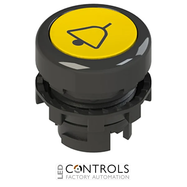 E2 1PU2R521L14 Pizzato Spring-return yellow flush pushbutton with marking