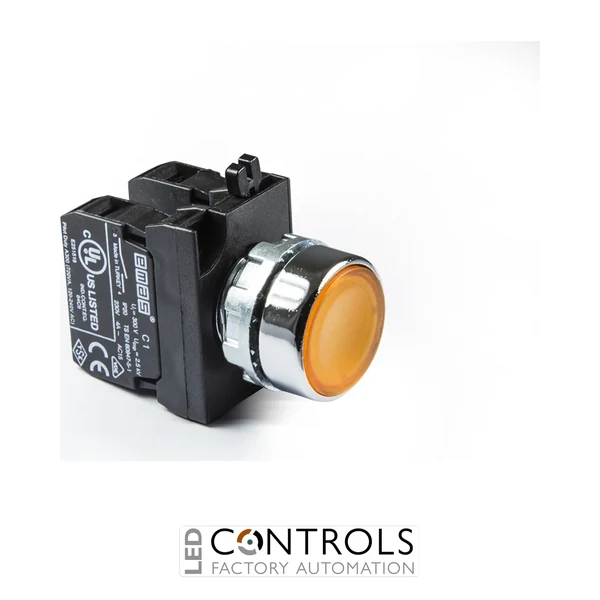 EMAS CM102DS EMAS CM PUSH BUTTON WITH ADAPTER 1NO+1NC YELLOW W.NUT