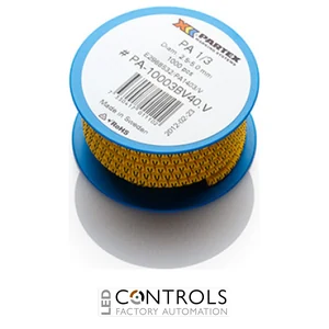 PA1-RBY Partex PA1 Slide-on, chevron cable marker, size C, 2.5–5.0mm cable, Black on Yellow, Reel