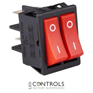 EMAS A12B1K10 EMAS ROCKER SWITCH BLACK BODY TWO BUTTON RED