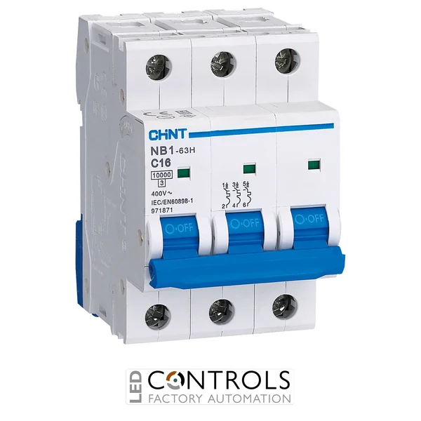 chint mcb nb1-63b3p01 1a, 3p 6ka 3p b curve