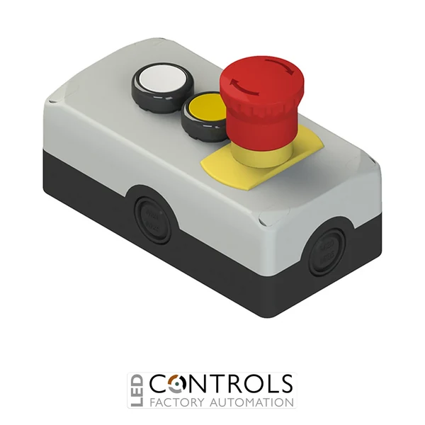ES AC33076 Pizzato Complete unit with enclosure, 2 flush pushbuttons, 1 emergency pushbutton and contacts