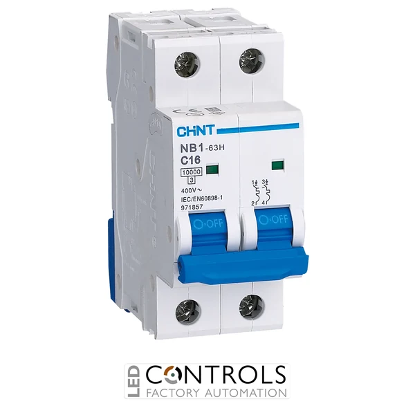 chint mcb nb1-63b2p02 2a, 2p 6ka dp b curve