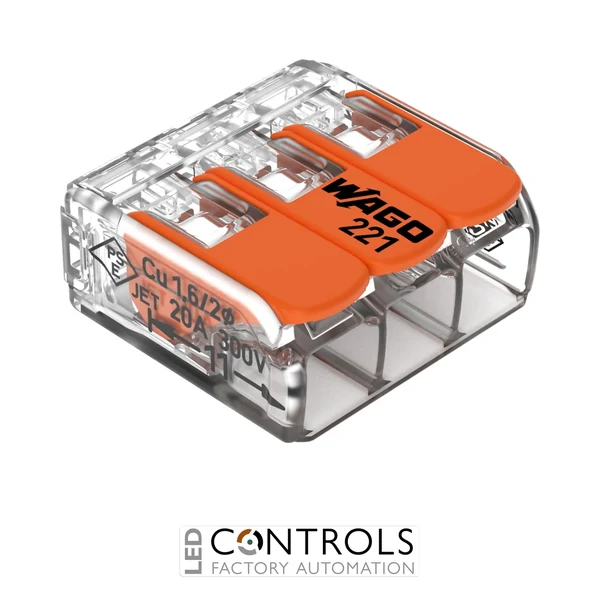 221-413 Wago Splicing connector with levers;for all conductor types;max. 4 mm²;transparent