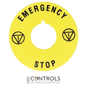 8LM2TAU115 - 60MM YELLOW PVC LABEL STOP EM- ERGENCY F