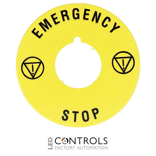 8LM2TAU115 - 60MM YELLOW PVC LABEL STOP EM- ERGENCY F