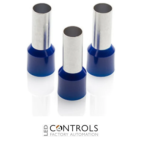 CEF50020F-C Partex single insulated cord end ferrule, 50mm², 20mm barrel, Blue, pack of 100