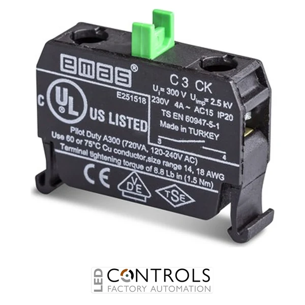 EMAS C3CK EMAS CM / CP CONTACT BLOCK 1 NO FOR C BUTTON BOX