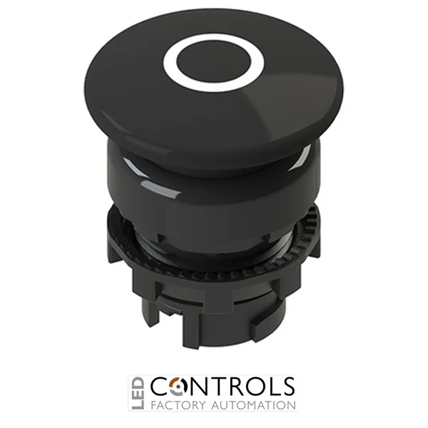 E2 1PU2F141L1 Pizzato Spring-return black mushroom pushbutton with marking