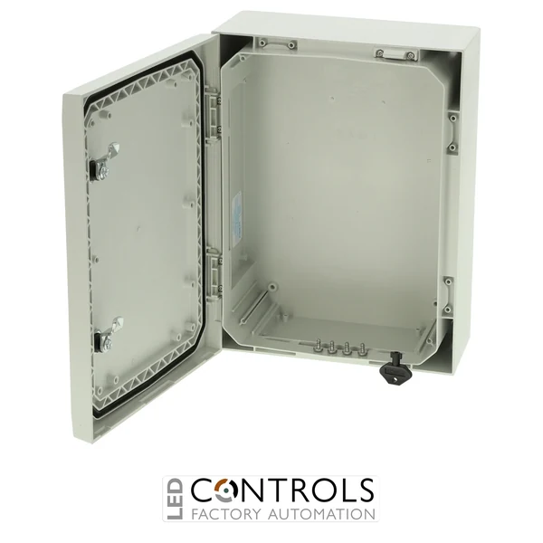 8120006N Fibox ARCA 403015 No MP Cabinet, Polycarbonate Grey cover, 2-point locking, hinges on the long side